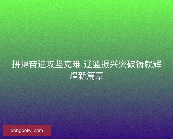 拼搏奋进攻坚克难 辽篮振兴突破铸就辉煌新篇章